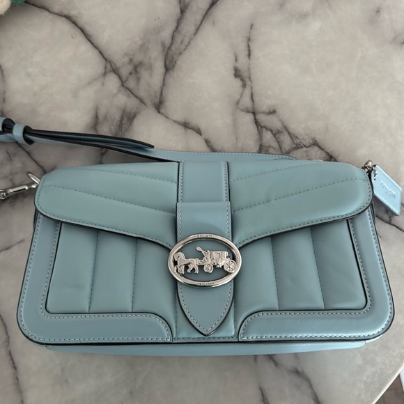 COACH - Georgia puffy quilting shoulder bag in light blue - Picture 2 of 5